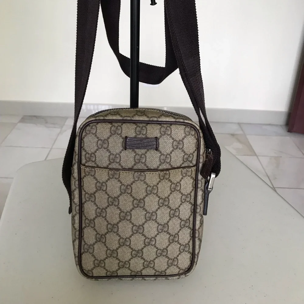 Gucci Beige Brown Monogram Messenger Bag